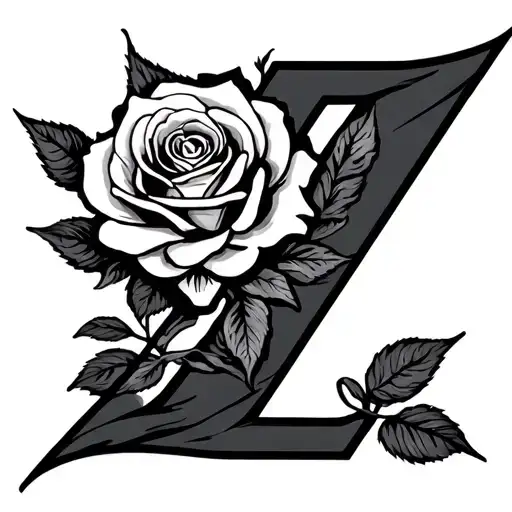 Lettre Z And Rose Intertwined