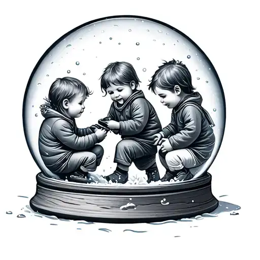 Snowglobe With 3 Kids Playing