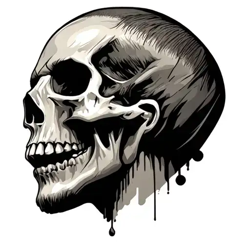 Faded Skull With Head Of Eminem Face Portrait