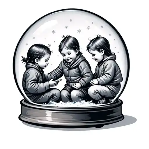 Snowglobe With 3 Kids Playing