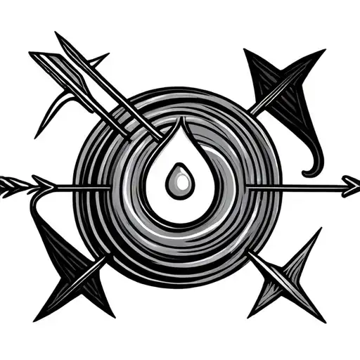 Simple Abstract Water Drop And Ripples Incorporting Arrows