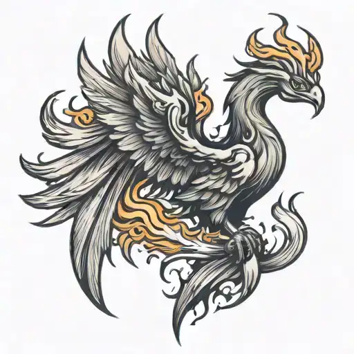 Illustrate A Blacksmith Transforming Metal Into A Phoenix Rising From The Flames