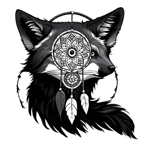 Artic Fox Above A Dreamcatcher