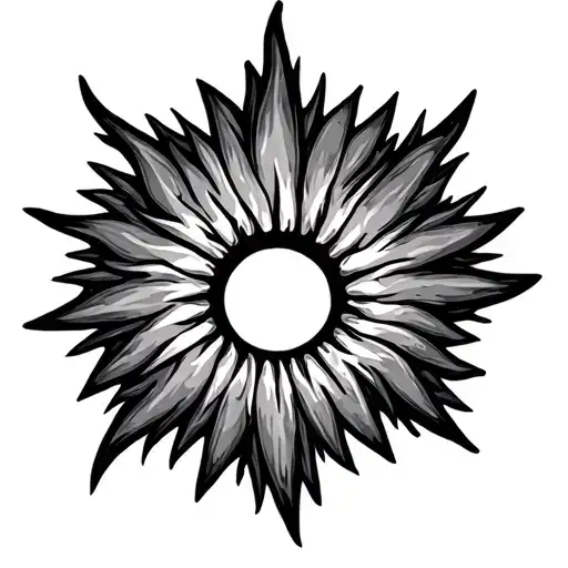 Stylised Sun With Hole In Middle And Long Rays Around