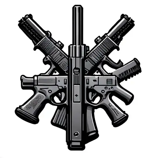 Gun Rack With Video Game Weapons