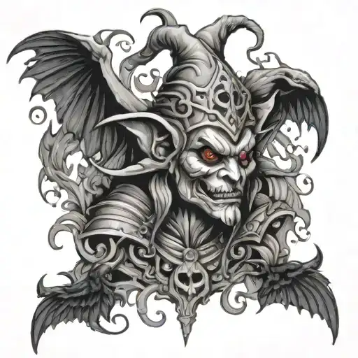 A Demon Jester Surrounded By Ravens