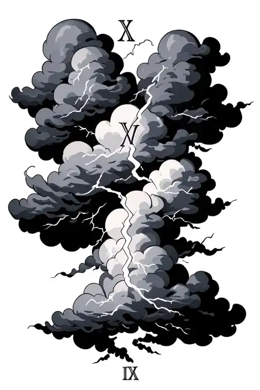 Clouds With Roman Numerals With Lightning