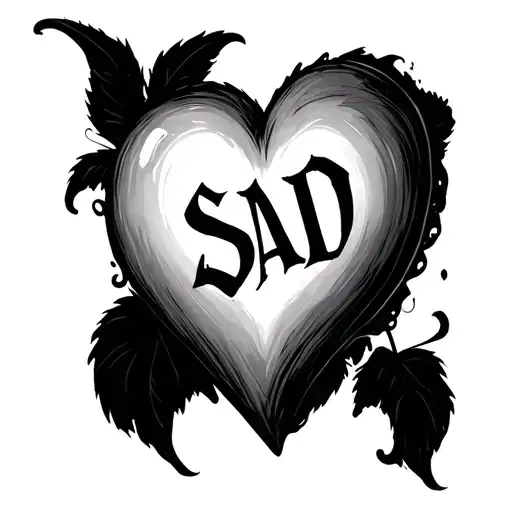 Heart With The Word Sad Inside