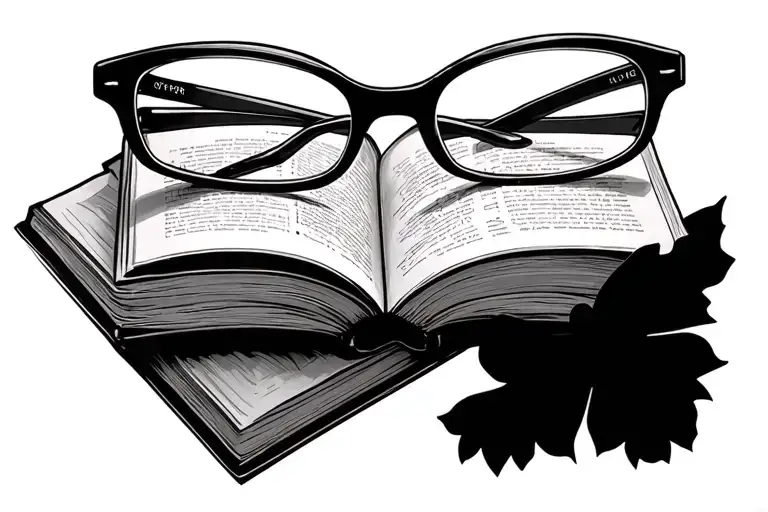 Open Book With Glasses On Top