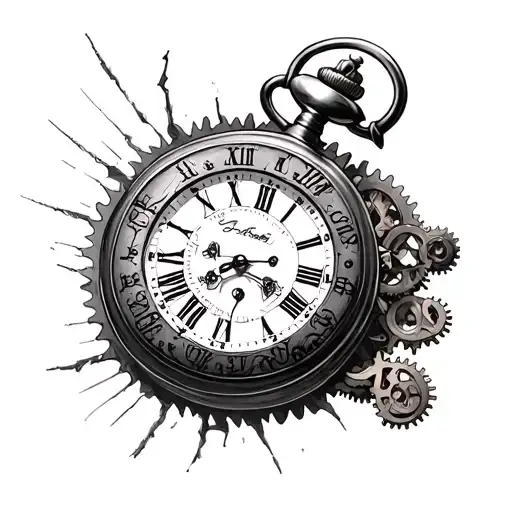 Broken Pocket Watch With Gears And Time At 3Am