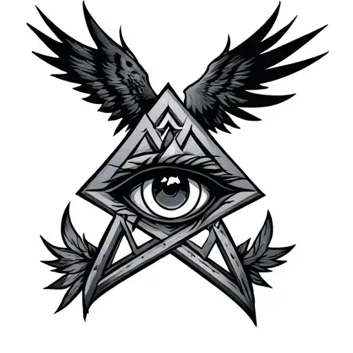 Valknut With Raven Eye
