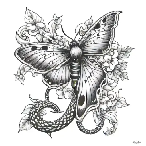 Lunar Moth And Snake