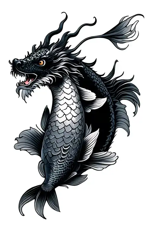 Koi Fish And Dragon Japanese