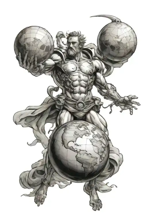 Atlas Carrying A Globe Surrounded