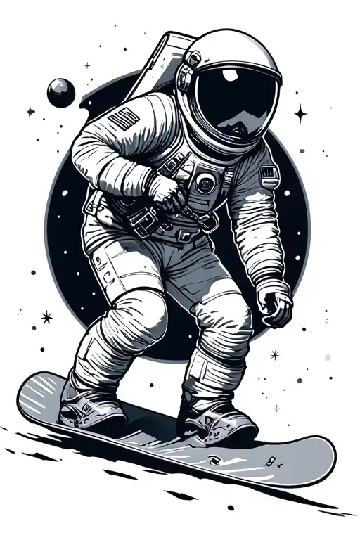 Astronaut Rides A Snowboard In Space