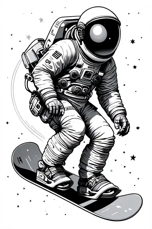 Astronaut Rides A Snowboard In Space