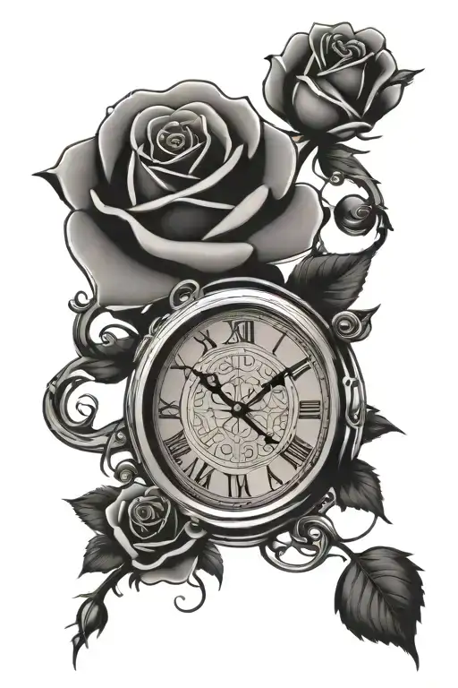 Clock Face 222 Time Rose Intertwined Representing The Client's