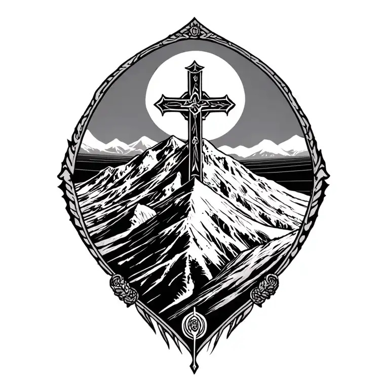 Armenian Cross On Mount Ararat Mountain