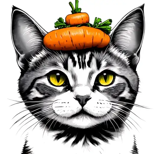 Cat With A Carrot On Its Head