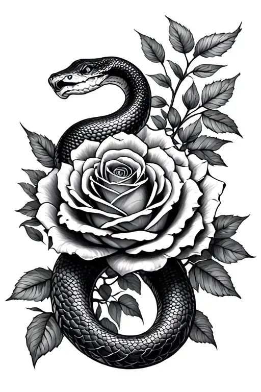 Snake Underneath Roses Blooming