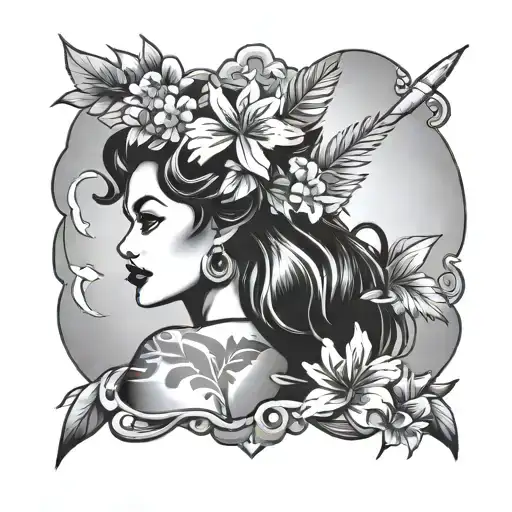 Hawaiian Pinup Girl Sitting