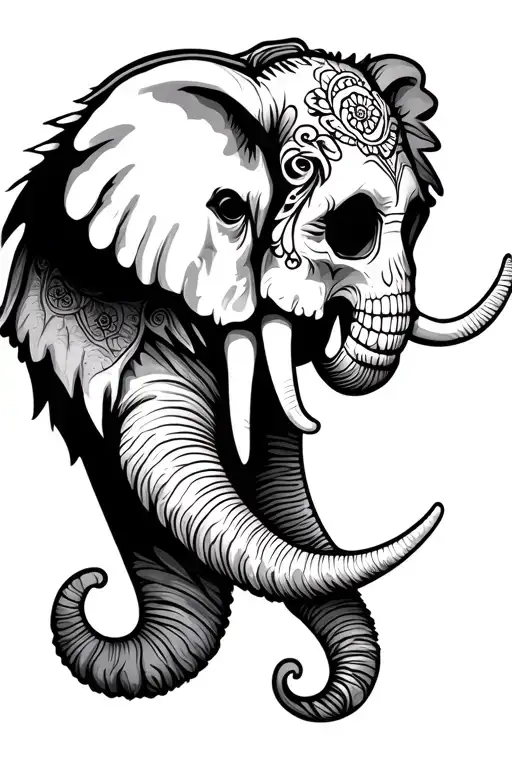 Sugar Skull Elephant Head Side Profile