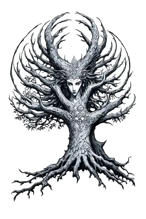 Freya Norse Goddes Growing Together Ygg Drasil Tree