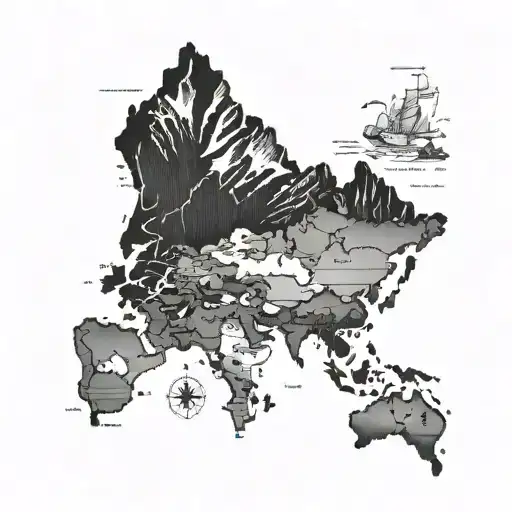 A Map Of The World With Each Country Represented By A Different Mountain Range