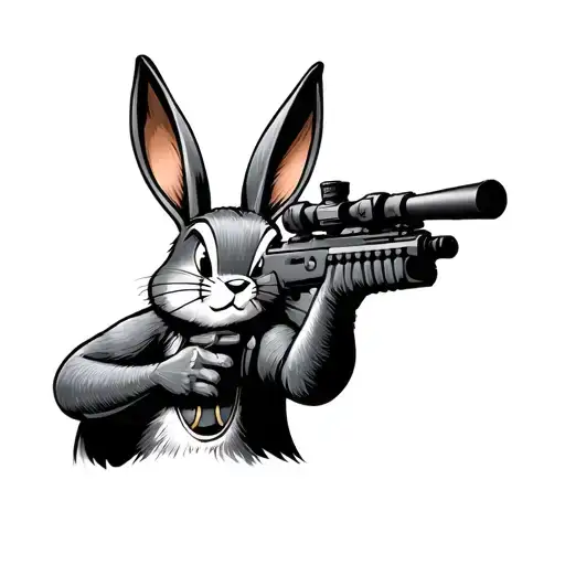 Bugs Bunny Shooting By Sniper Rifle