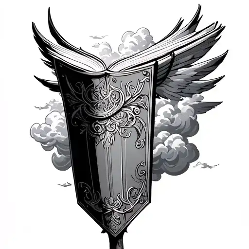 Pillar Column Book Shield Heavenly Clouds