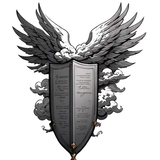 Pillar Column Book Shield Heavenly Clouds