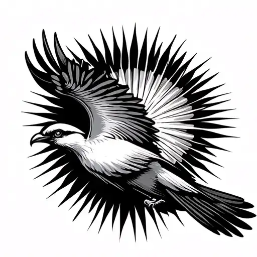 Trinidadian Bird Flying In The Sky With The Sun