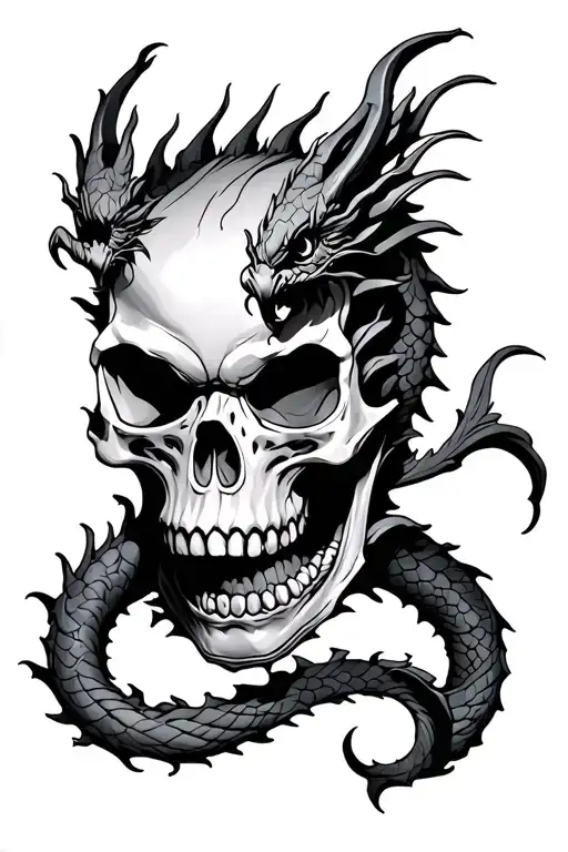 Skull With Dragon Wrapped