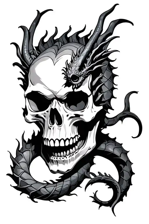 Skull With Dragon Wrapped