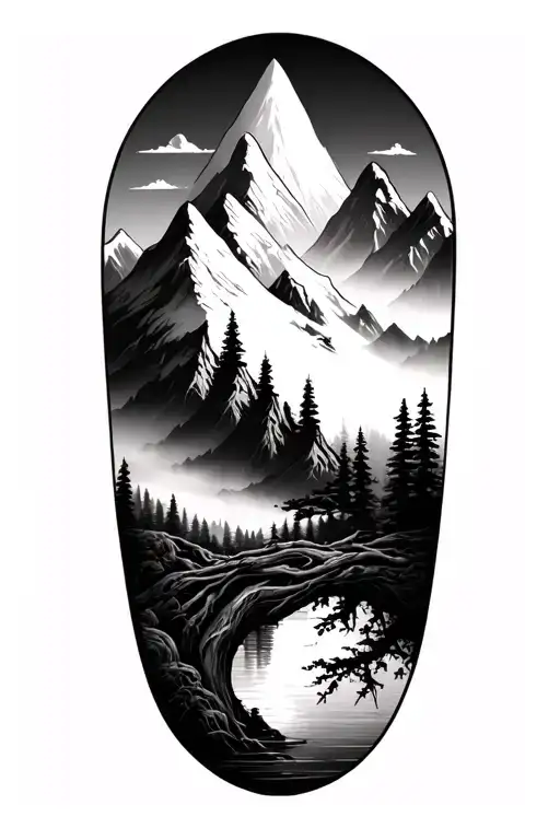 Mountains With Tree Of Life