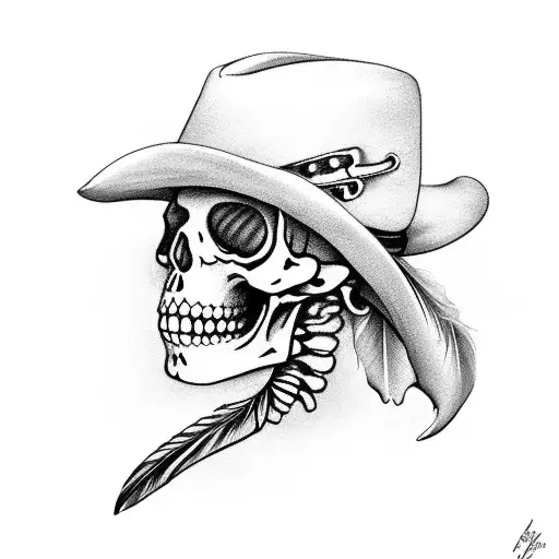 Cowboy Skeleton And Feather