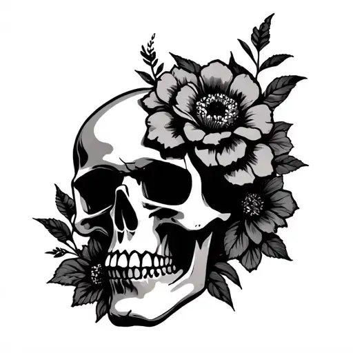 Skull And Flowers