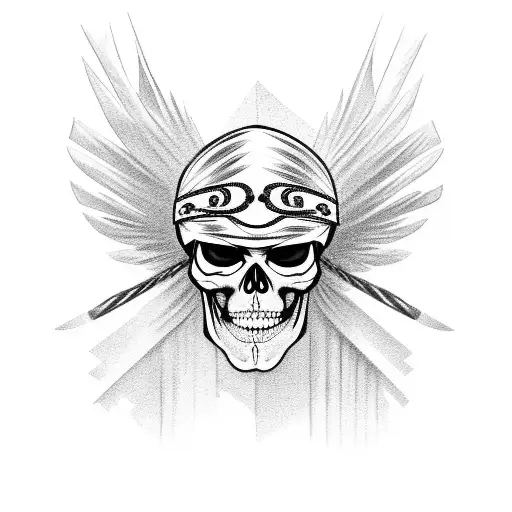 Half Feather Half Cowboy Skeleton With Six Shooter