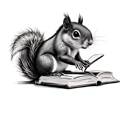 Fluffy Tailed Squirrel Reading Book