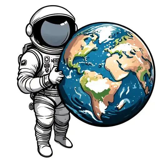A Spaceman Cartoon Holding An Earth Globe