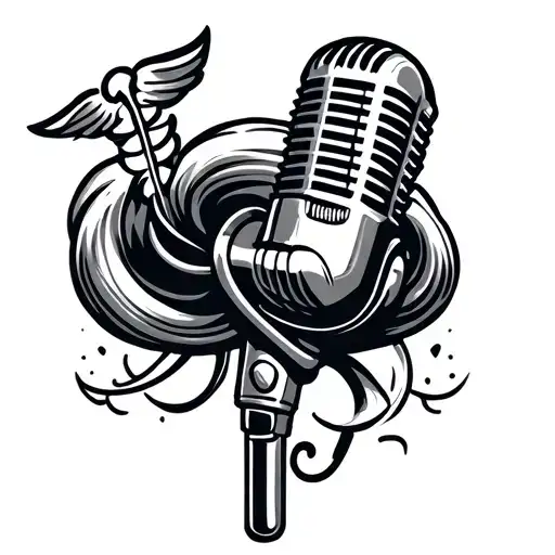 Vintage Microphone In A Nursing Symbol With A Twist