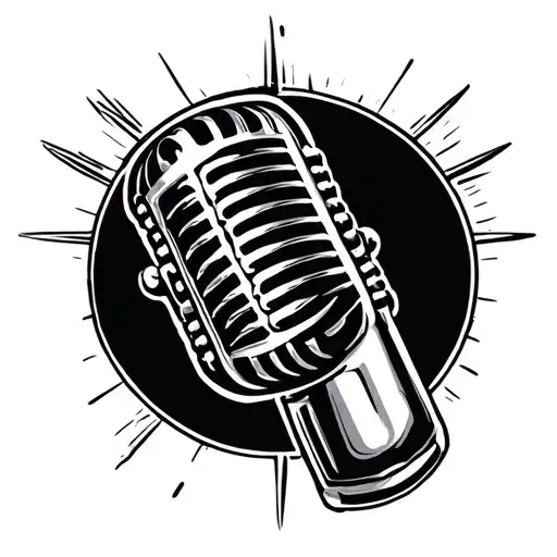 Vintage Microphone In A Nursing Symbol Combined