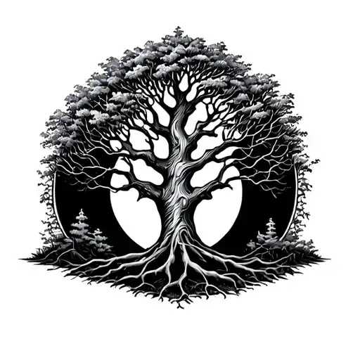 Tree Growing Inside With Fingers Print Inside