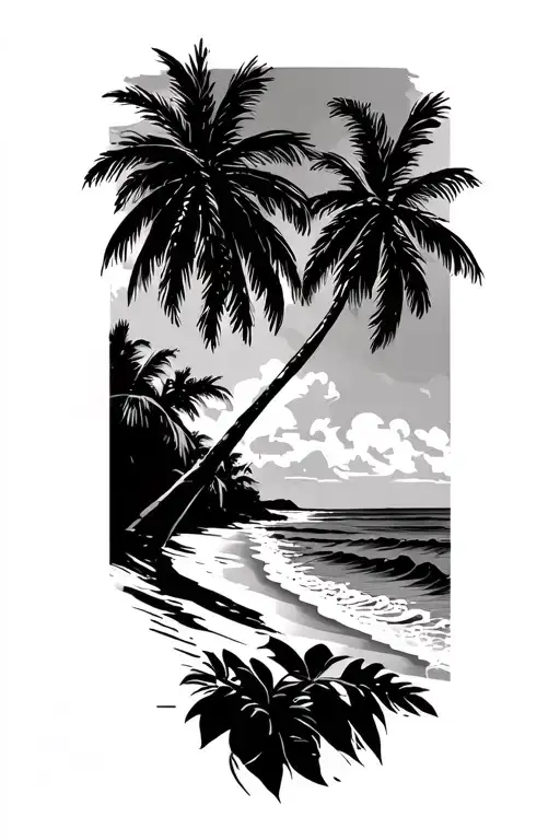 Puerto Rico Beach Scene With Palm Trees