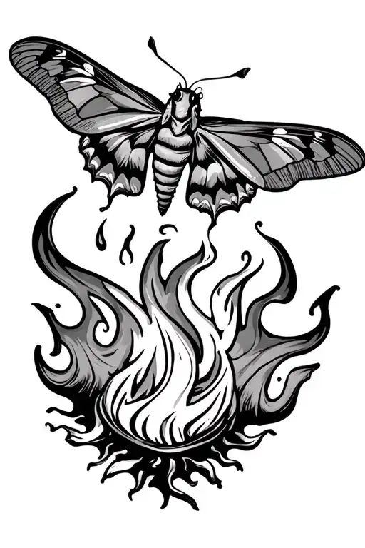 Moth Flying Towards A Fire