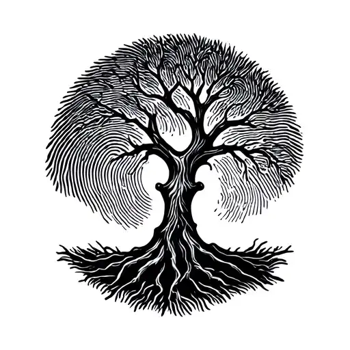 Tree With Fingerprint In A Circle