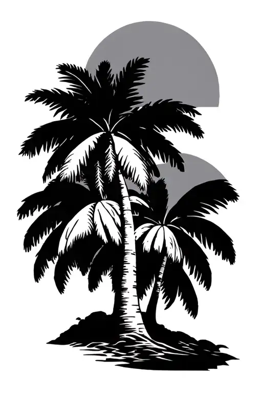 Palm Tree And 4 Seasons Represented Along