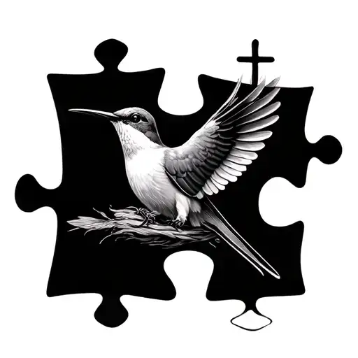 Puzzle Piece Catholic Chrism Colibri Gracefully Perched