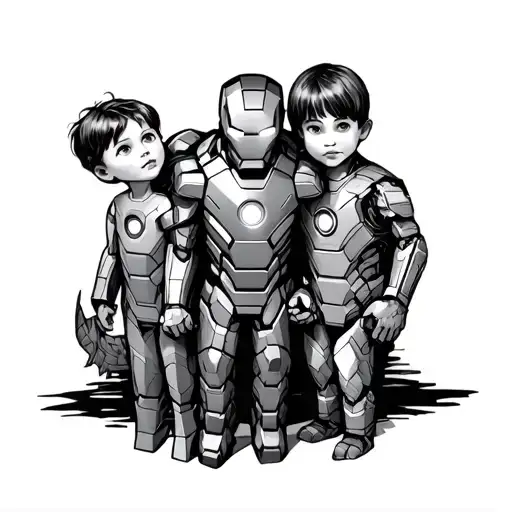 Iron Man Protecting 3 Kids