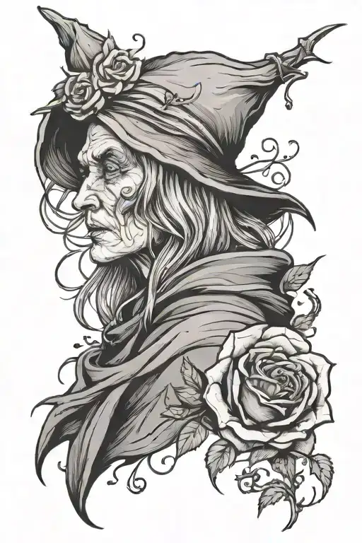 Crone With A Rose Burned